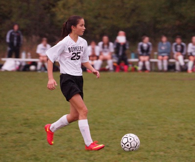 6th grader Lily Park looks for a teammate to pass to in a recent CFHS soccer match