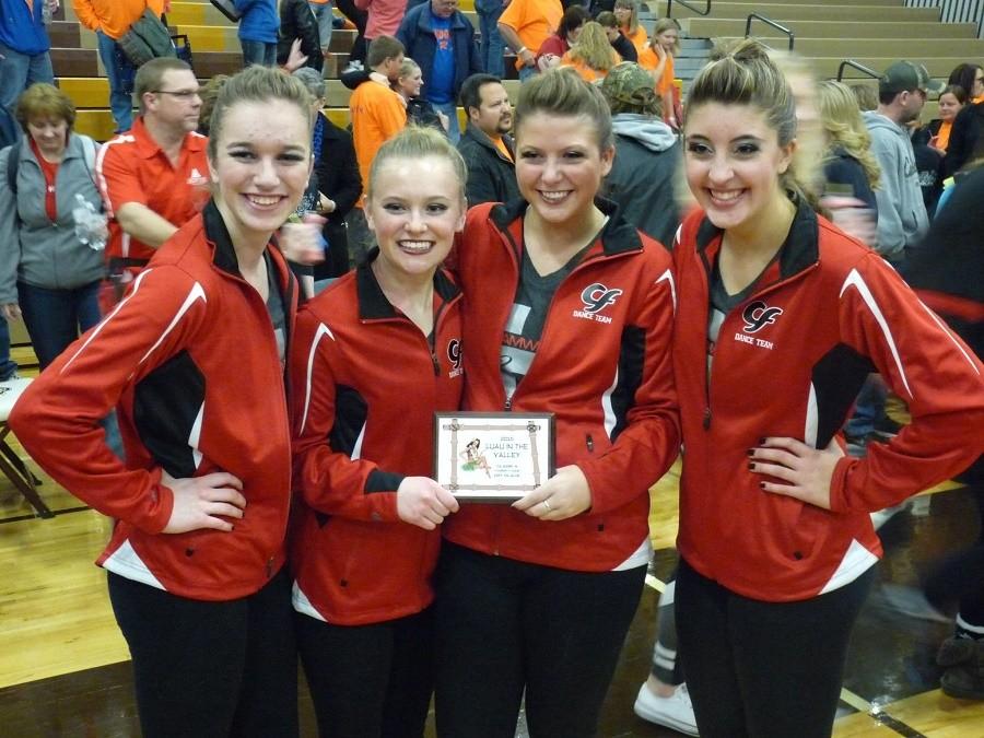 Dance Team captains display first award of the year