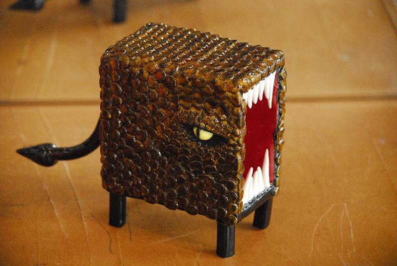 This Angry Box, crafted by Hannah Johnson used multiple techniques, such as the one used to create scales.