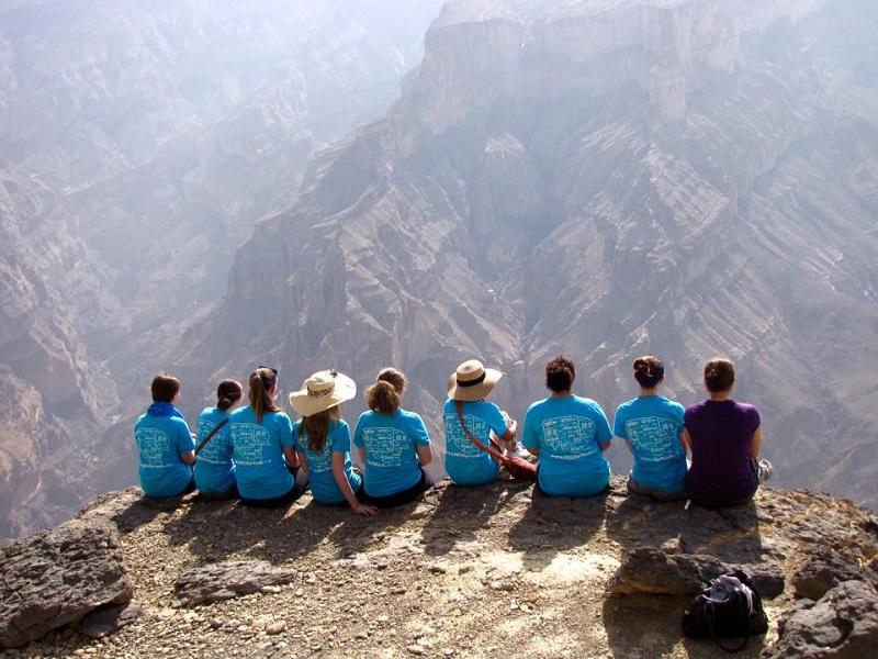 Students in a study abroad program enjoy the view