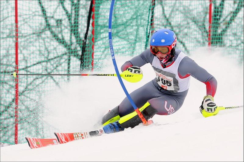 CFHS skier Elliott Boman challenges the state downhill course