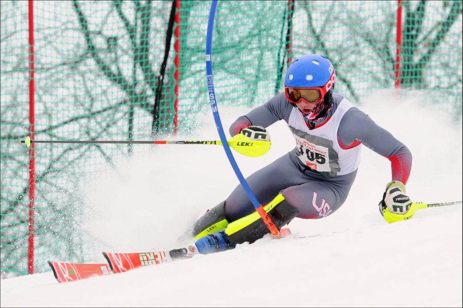 Elliott Boman competes in the downhill event at the MSHSL statde competition