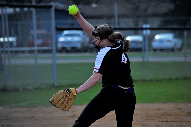 Rachel Huseth fires a pitch to the plate