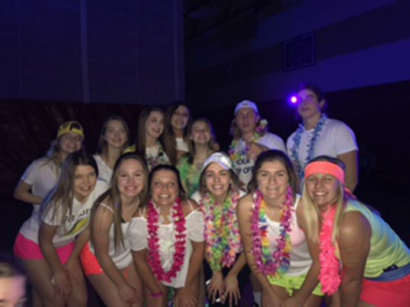 A group of seniors poses for a picture during the dance