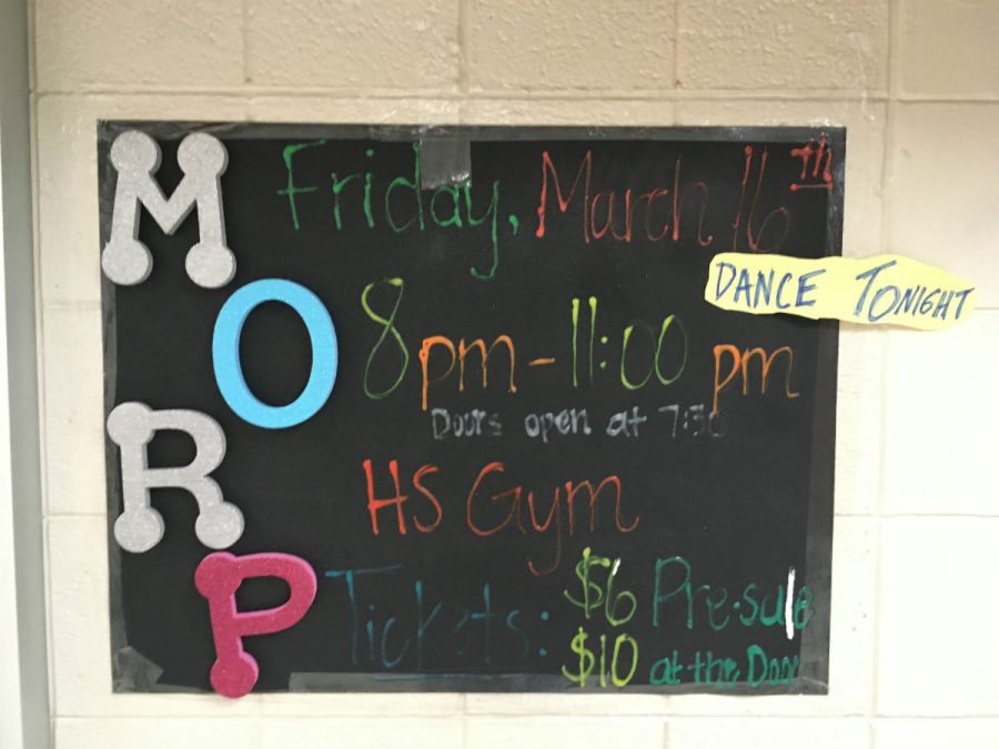 One of the many signs hung around the school advertising Morp.