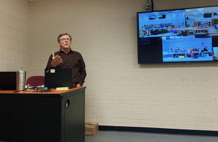 John Fogarty explained the different types of feature stories to his interactive television journalism one class on October 24.