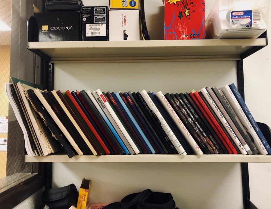 On+a+shelf+in+the+yearbook+room%2C+there+are+books+dating+back+to+the+1920s.+