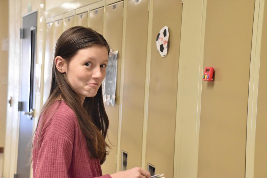 Grace Churchill practiced speaking to the lockers for the first time during speech workshop on January 11. 