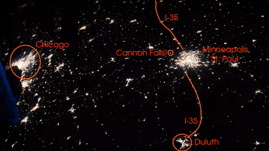 While giving his opening presentation, Vande Hei showcased this incredible image captured from the International Space Station. By pointing out big cities and Cannon Falls, he put things in perspective for viewers. 