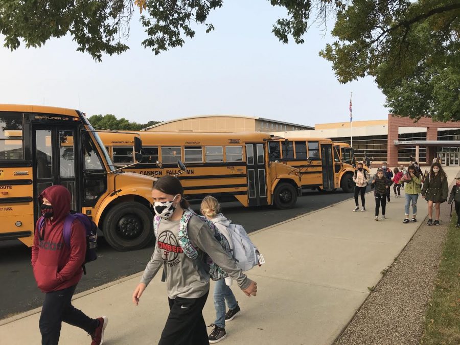 On the first day of school, part 1, masked up students walk into the building ready for the weirdness that is the new normal.