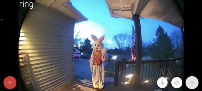 As a souvenir, customers of “Egg My Yard” were emailed pictures of the Easter bunny hiding eggs. This house also saw the bunny in action through their doorbell.