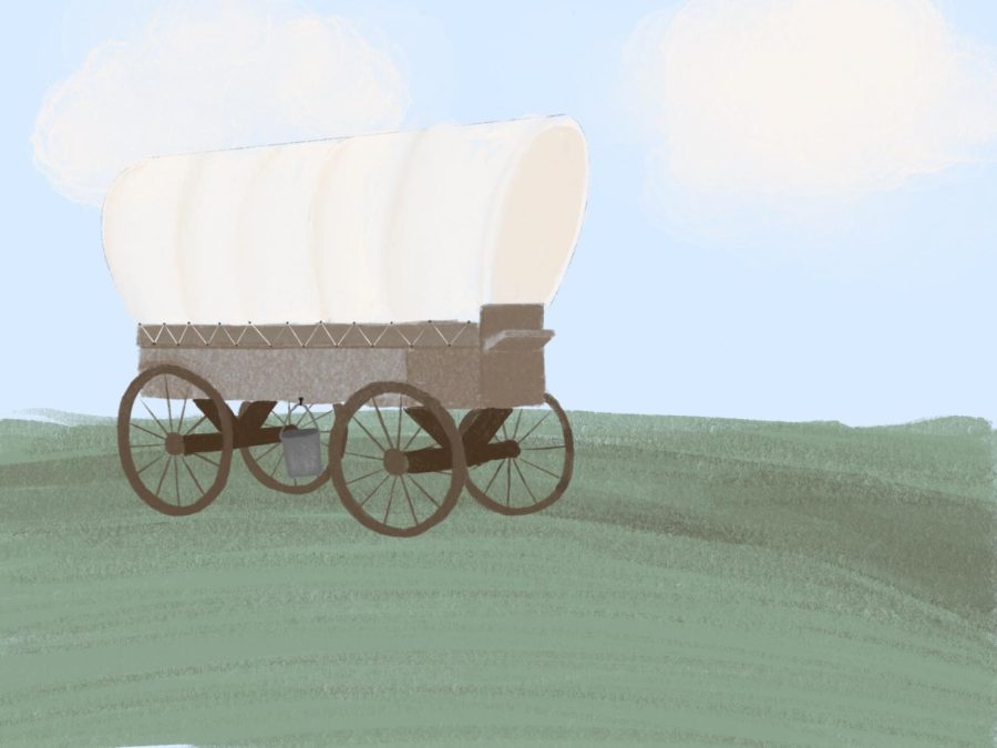 The covered wagon is an iconic symbol of travelers of the Oregon Trail.