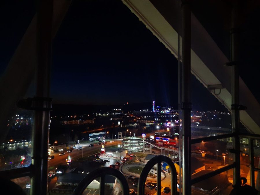 Students went on a ferris wheel to get a view of Branson Missouri at night. 