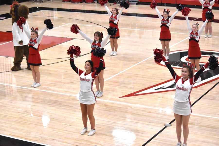 The cheer team performed the routine during the pep-fest.