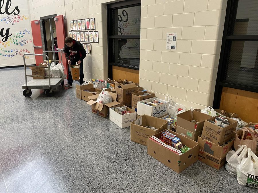 MHS members volunteered throughout the day to collect and count all of the food. 