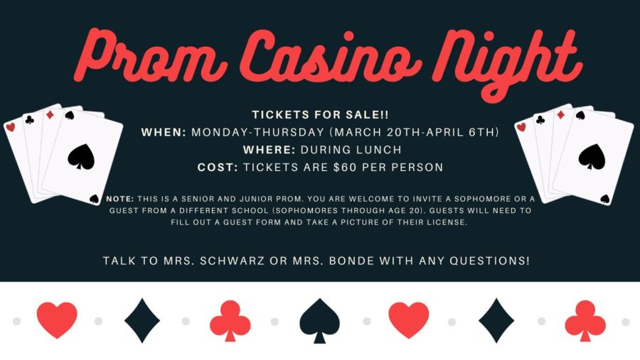 Tickets are on sale for CFHS Prom 2023. The theme is Casino Night.