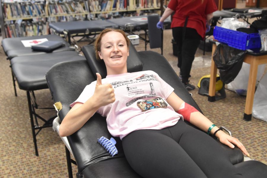 Many people were excited to donate blood and skip class. 