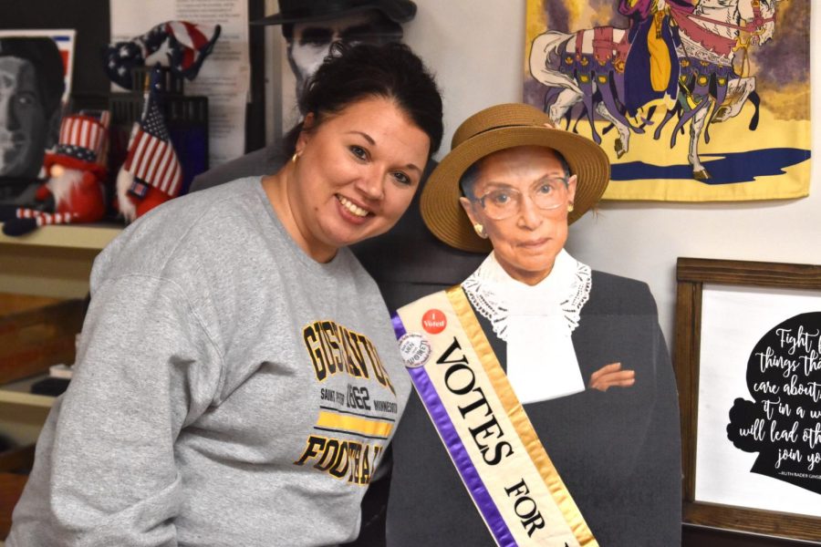 Heather Loeschke has a special attachment to her cardboard cutout of Ruth Bader Ginsburg. 