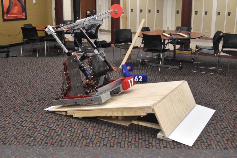 The robotics team constructed a replica of the gaming field.