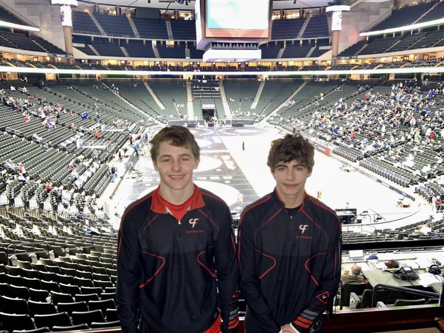 Colten Black and Calvin Singewald pose for a picture together at the state tournament.