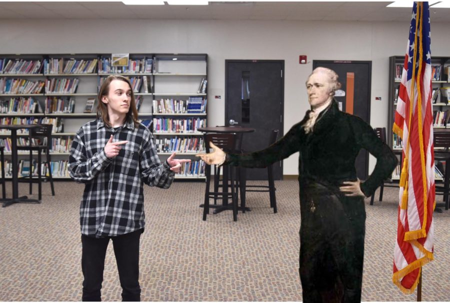 Gavin Harrington poses with the one and only Alexander Hamilton. 