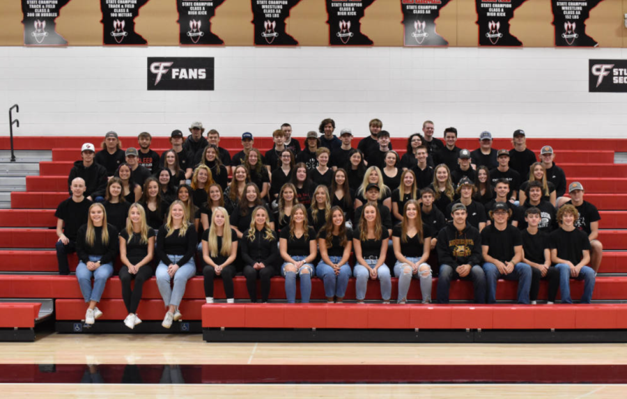 This years seniors pose for a class photo to commemorate their time at CFHS.