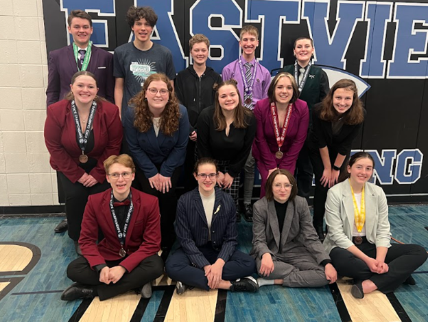 CFHS Speech team members who competed at the state tournament: Top: Cannon Quade, Micah Katterjohn, Ava Brokate, Tristin Qualey, Fletcher Churchill; middle row: Kendahl Zimmerman, Grace Miller, Sara Auger, Teagan, Strecker, Lauren Capelle; Bottom row: Bowen Maki, Lydia Pedersen, Grace Parks, and Lauren Ritz