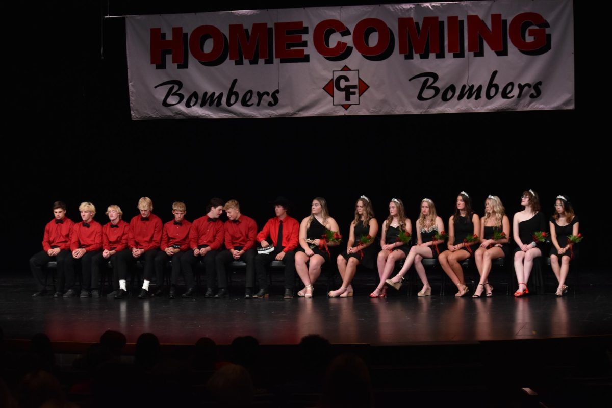 The full homecoming court and last years king and queen took the stage.