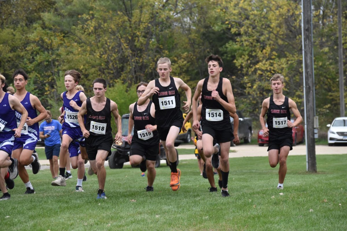 Bomber boys cross country speed along at the home meet.