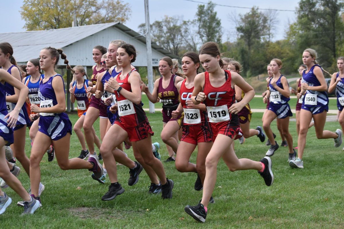 Cannon Falls runners pull ahead of their competition during the home meet.