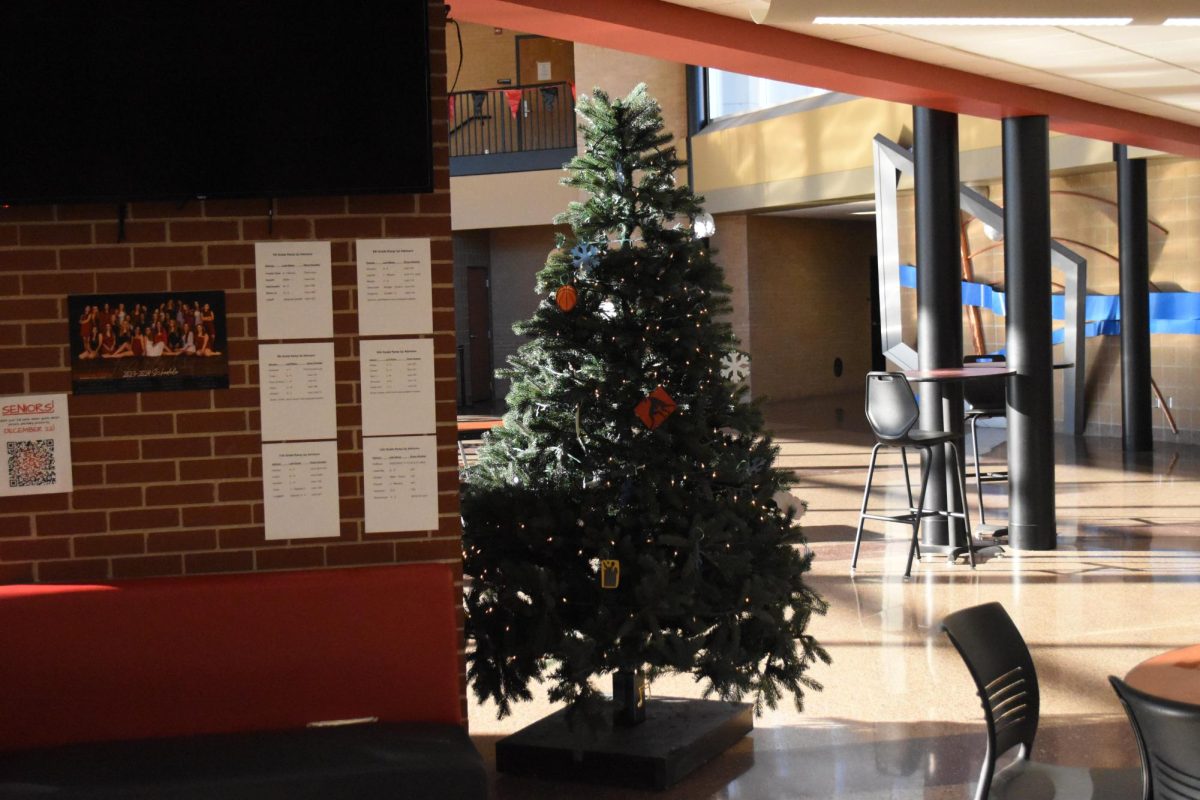 Cannon Falls students can place their donations in the giving tree bin in the atrium. 