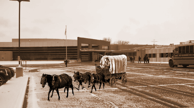 Covered wagons have become a staple in Cannon Falls High School.