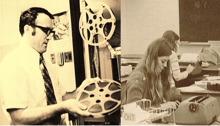 In the mid 1970s, movie projectors and typewriters were common tools at CFHS