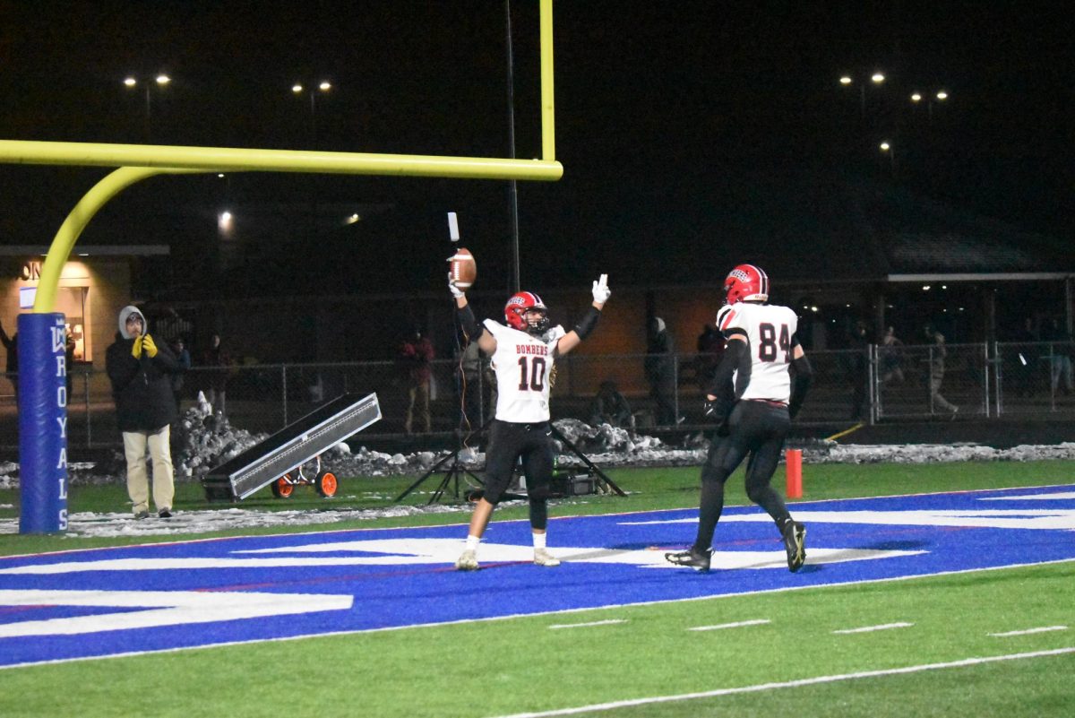 Preston Schoenfelder celebrates after a big touchdown 