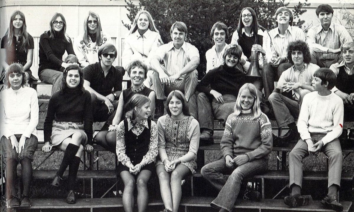 This student council group from the mid 70's displays the short skirts and bell bottoms that were common. 
 photos courtesy of CFHS Cannorama
