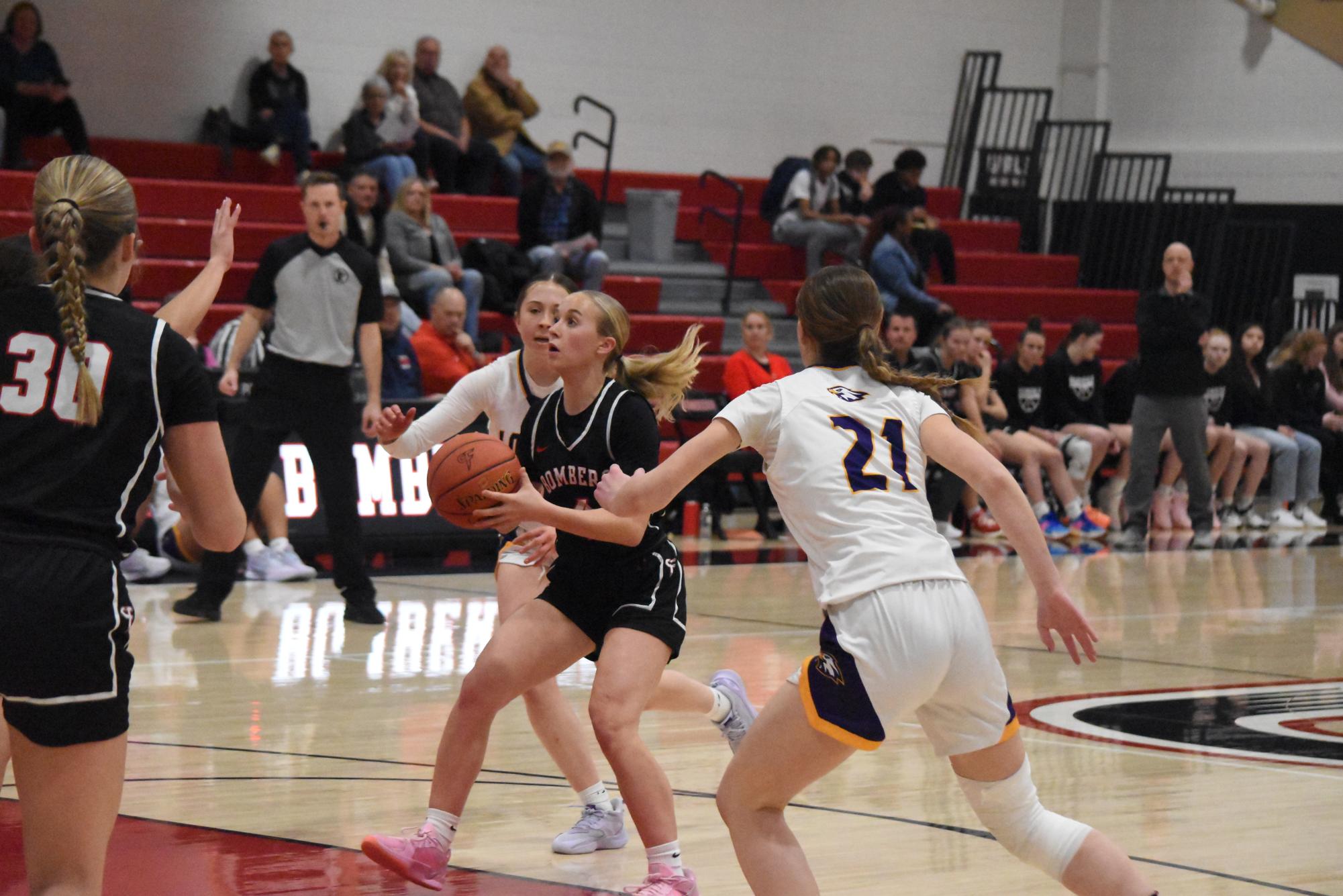 Katie Tipton prepares to shoot the basketball.