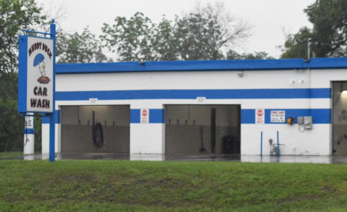 The Muddy Duck Car Wash where several local residents took refuge during a recent storm.