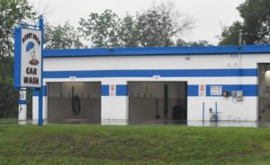 The Muddy Duck Car Wash where several local residents took refuge during a recent storm.