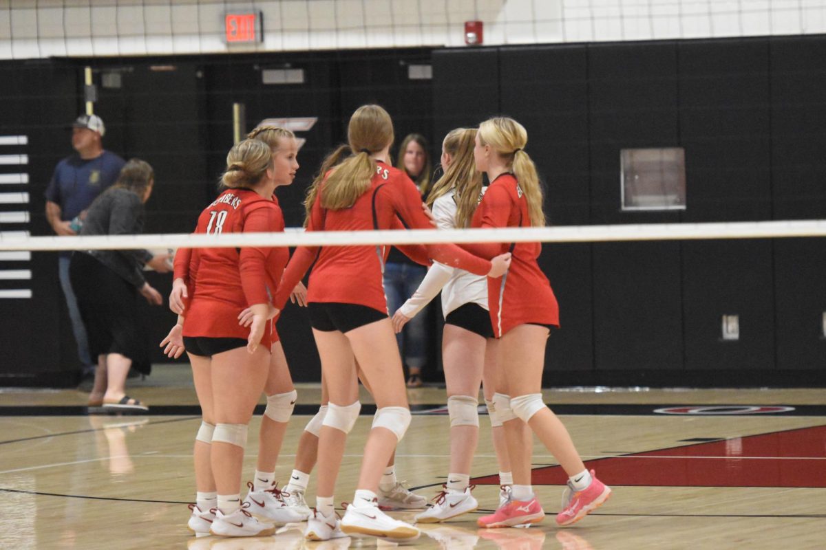 C - Squad girls gather after a successful rally.