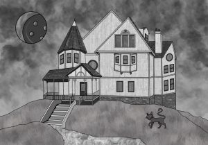 The Pink Palace is on the brink of descending into the Other World. Artwork by Noelle Swenson.