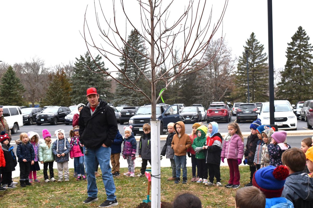 Grade levels took turns helping out in the tree planting.