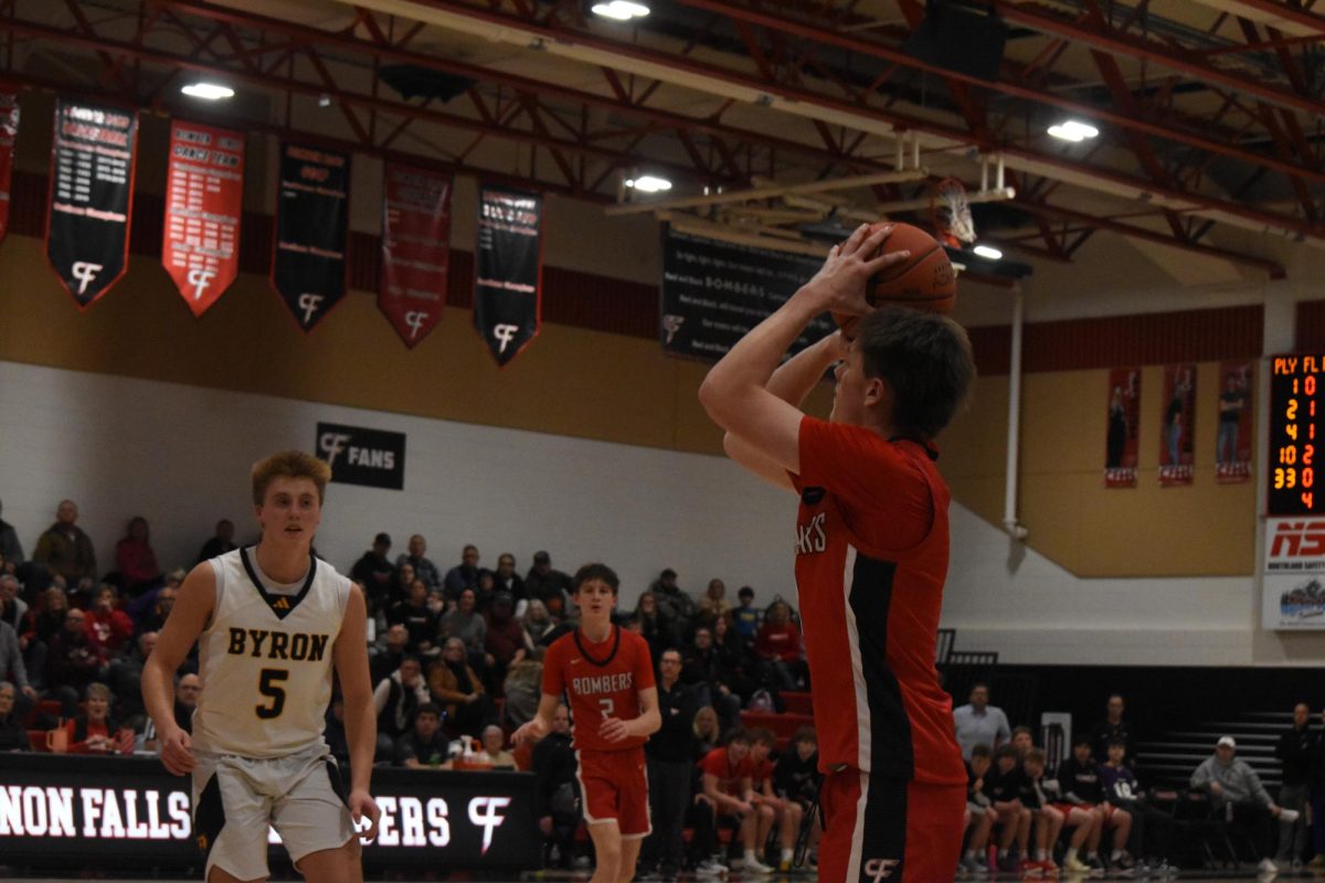 Senior Ryan Hjellming prepares to shoot the ball.