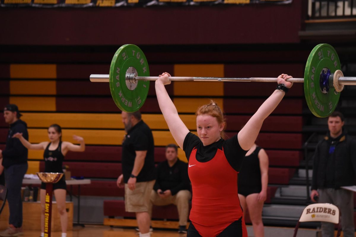 Junior weightlifter Riley Iverson at a January 31 Northfield invitational meet.