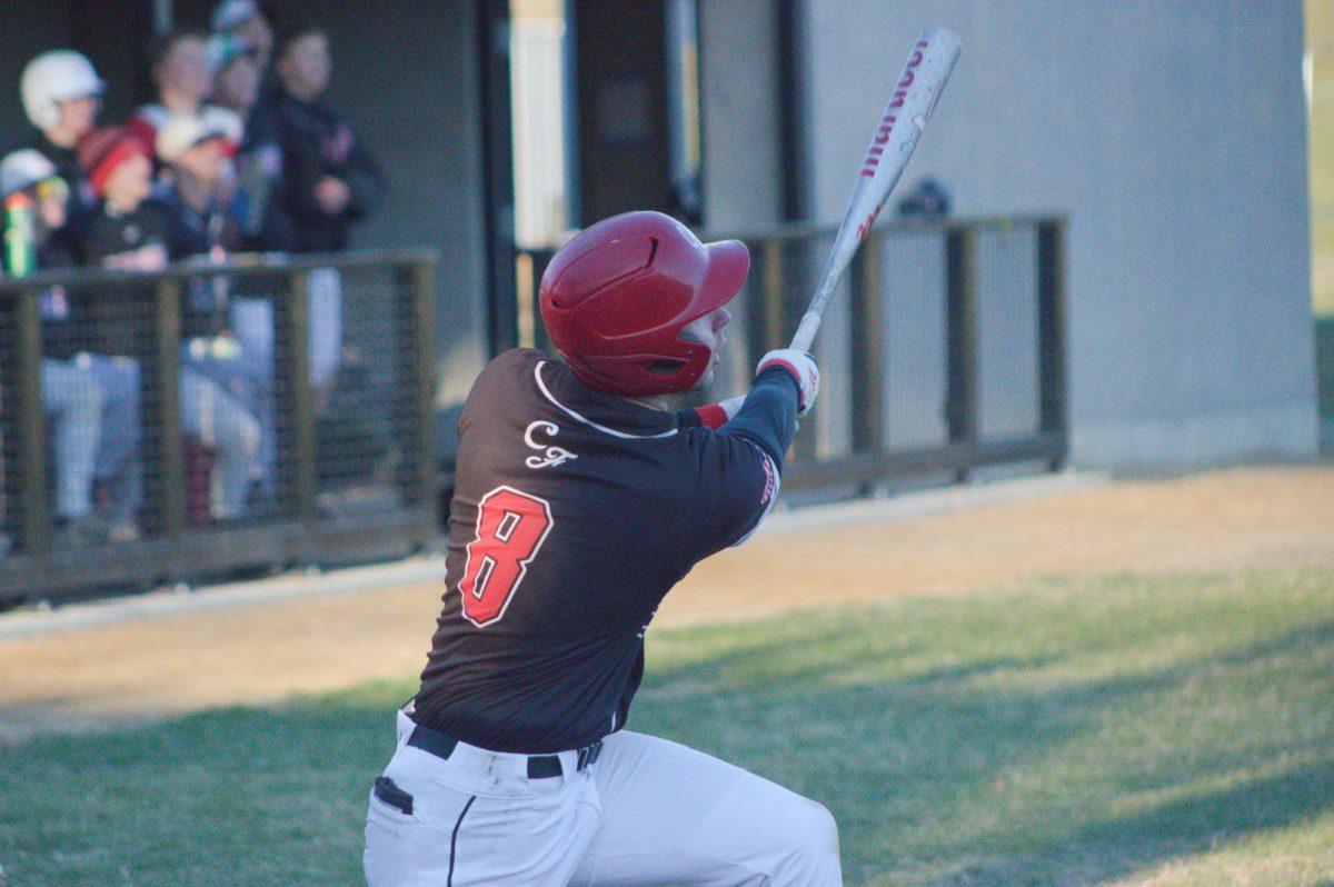 Micah Nelson watches where the ball goes.